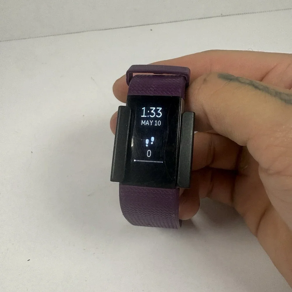 Fitbit Charge 2 Blue Heart Rate Fitness Watch Wristband FB407 w/ Charger